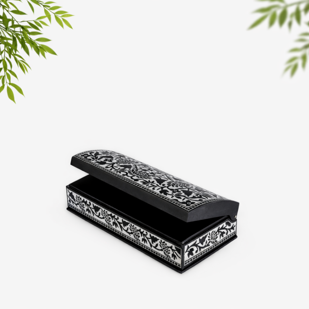 Bidri Floral Inlay Jewellery Box